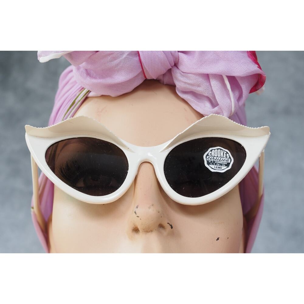 Vintage 1960s Cateye Sunglasses Top Awning by Crookes Rockabilly Pin up Retro